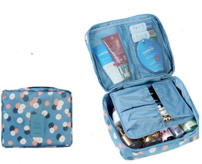 ORQAVIO Travel Cosmetic Organizer blue cosmetic bag with compartments