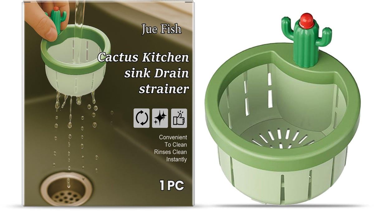 ORQAVIO Cactus Sink Strainer product box and strainer basket with cactus handle