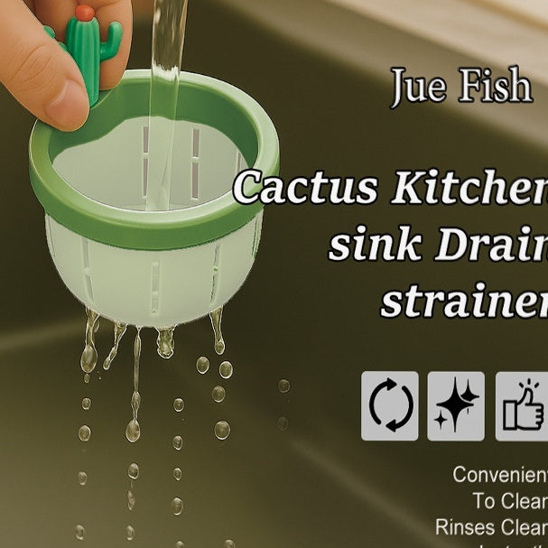 ORQAVIO Cactus Sink Strainer green silicone drain filter draining water over sink